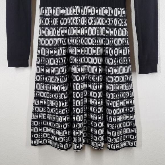 Cynthia Rowley Knit Sweater Dress Womens XS Black Geometric Classic office - Picture 5 of 10